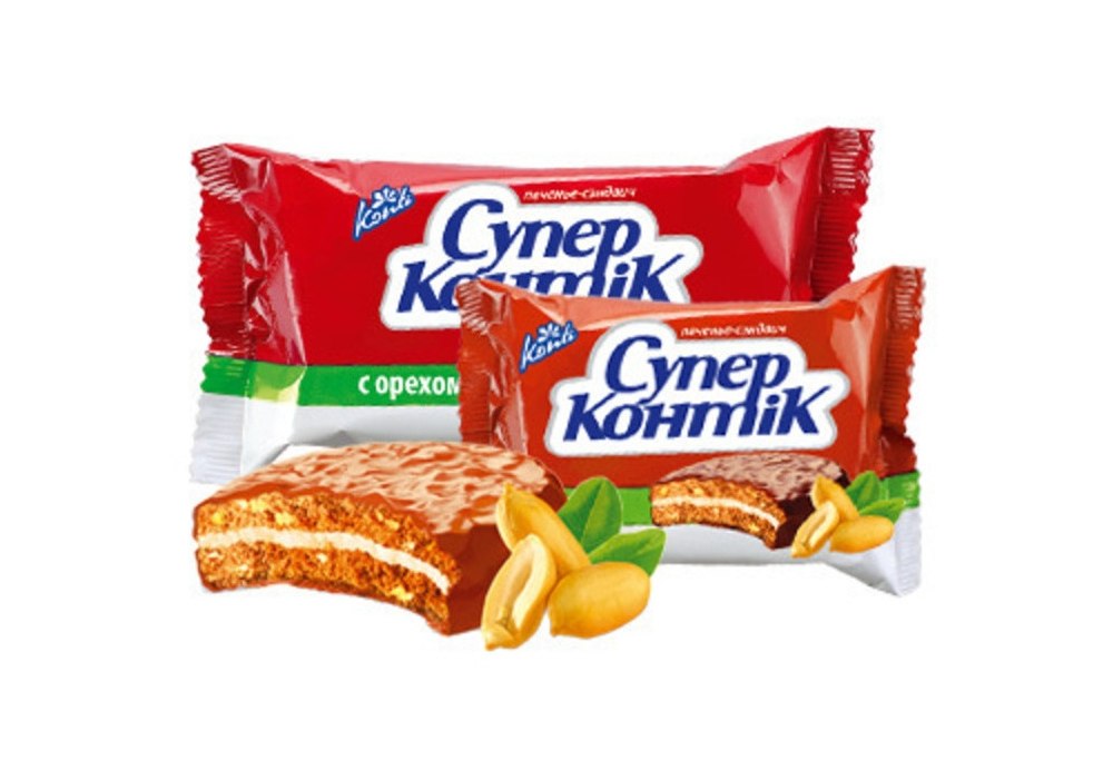 Купить Печенье "Супер-Контик" с орехом молочный, 100гр - ПАПИРУС