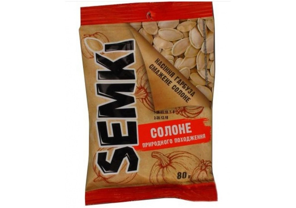 Купить Семечки тыквенные Semki жареные соленые, 80г - ПАПИРУС