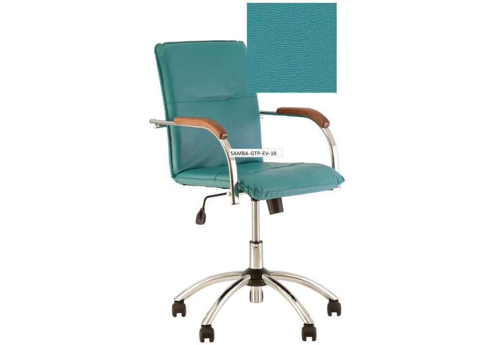 Крісло SAMBA GTP V-20 1.031, позов. шкіра, зелений, метал. хром. база, дерев. підлокітн.