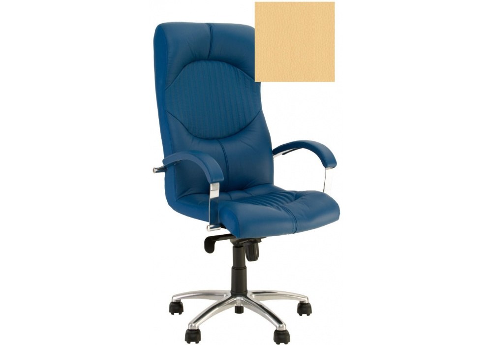 Кресло GERMES STEEL CHROME P ECO-01, Экокожа ECO, бежевый, Алюм. База, мягкие подлокот