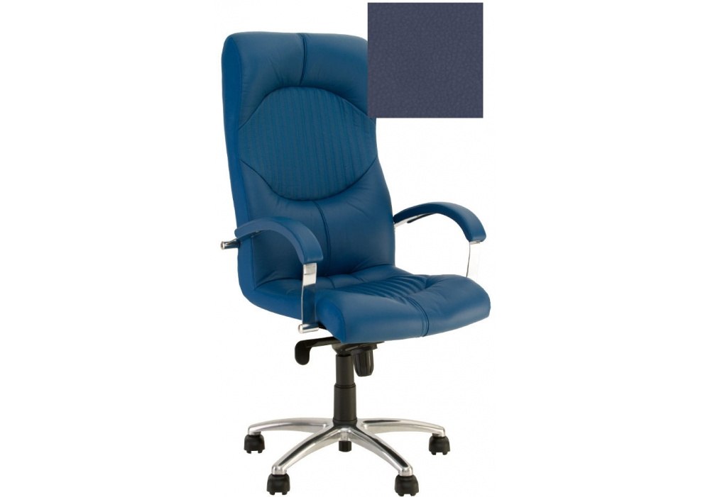 Кресло GERMES STEEL CHROME P ECO-22, Экокожа ECO, синий, Алюм. База, мягкие подлокот