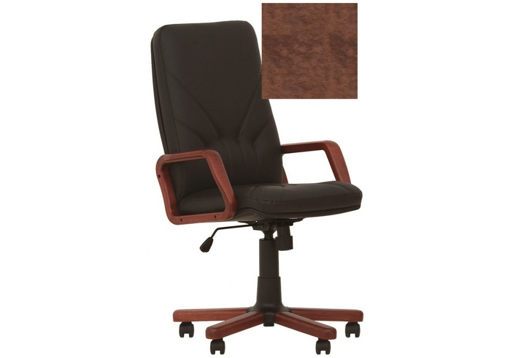 Крісло MANAGER EX ECO-21 1.031, Екокожа ECO, коричневий, Дерев. База, Дерев. Подлокот