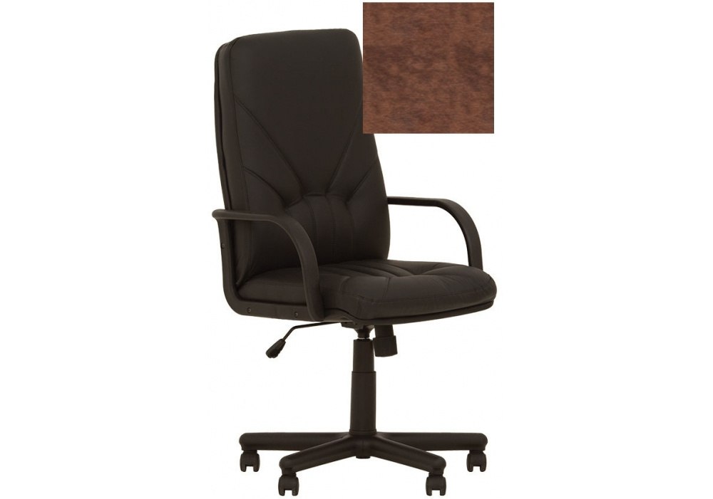 Крісло MANAGER P ECO-21, Екокожа ECO, коричневий, Пласт База, Пласт. Подлокот