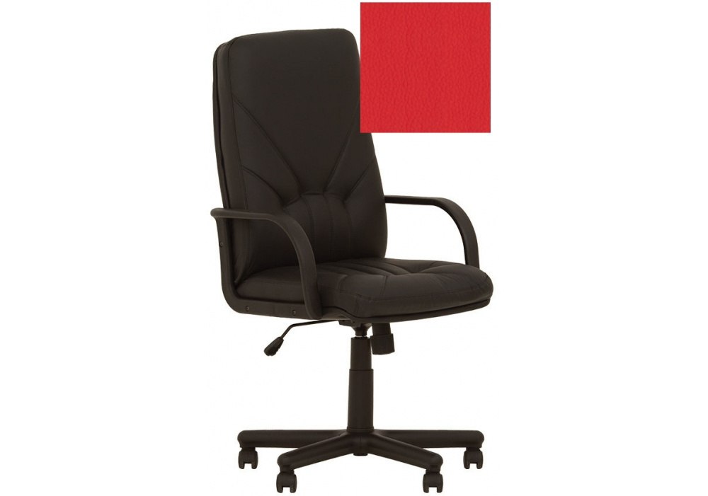 Крісло MANAGER ECO-90, Екокожа ECO, червоний, Пласт База, Пласт. Подлокот