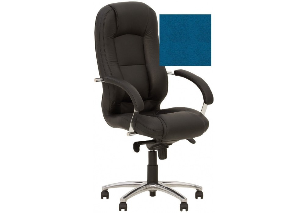 Кресло MODUS STEEL CHROME LE-B, Кожа высшего качества LUX, синий, Хром база