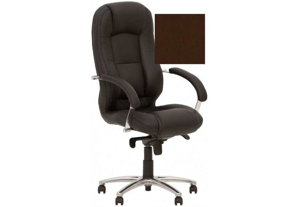 Кресло MODUS STEEL CHROME P LE-K, Кожа высшего качества LUX, коричневый, Хром база