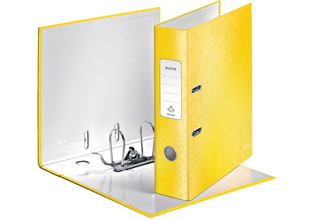 Папка-регистратор Leitz WOW с механизмом 180°, А4 80 мм, желтый металлик