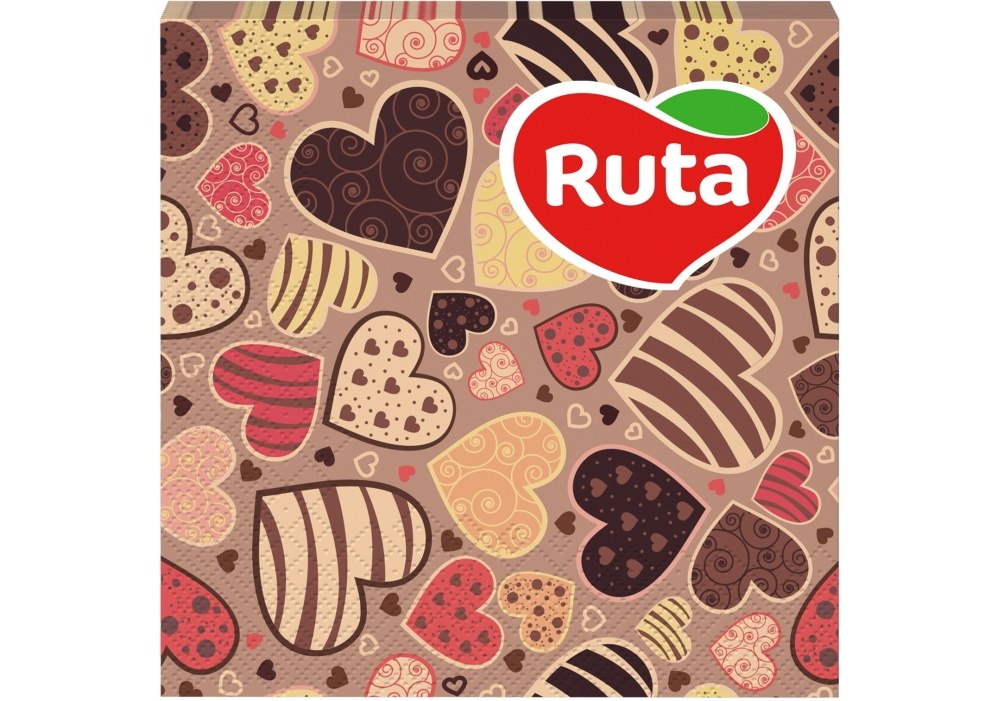 Серветки Ruta Серце двошарові з друком 33х33см 20шт