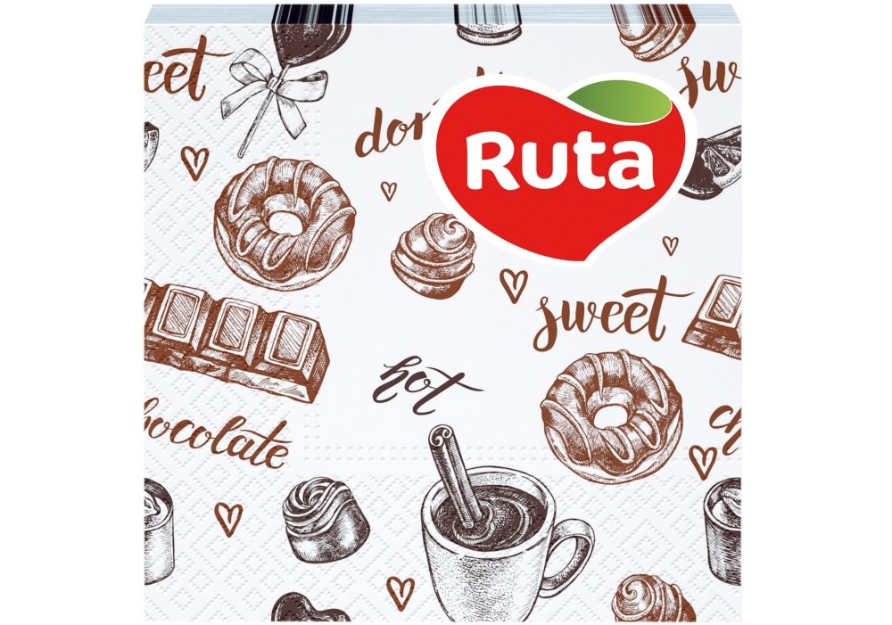 Серветки Ruta Кава двошарові 22х24см з друком 40шт