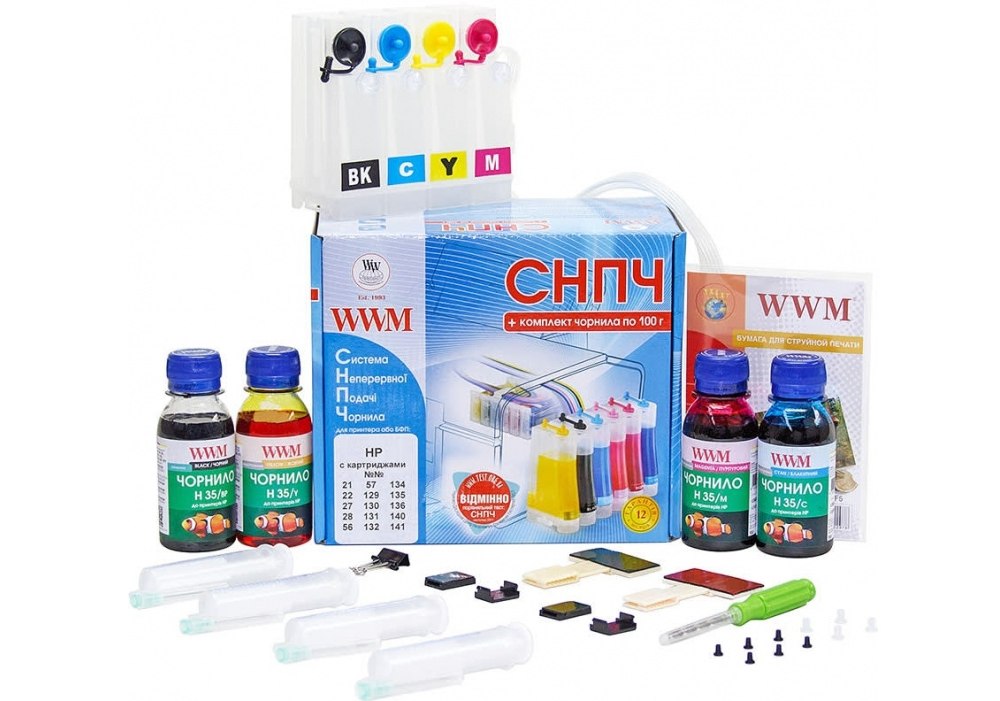 СНПЧ для HP DeskJet D1560 WWM  BP/C/M/Y 4х100г IS.0405