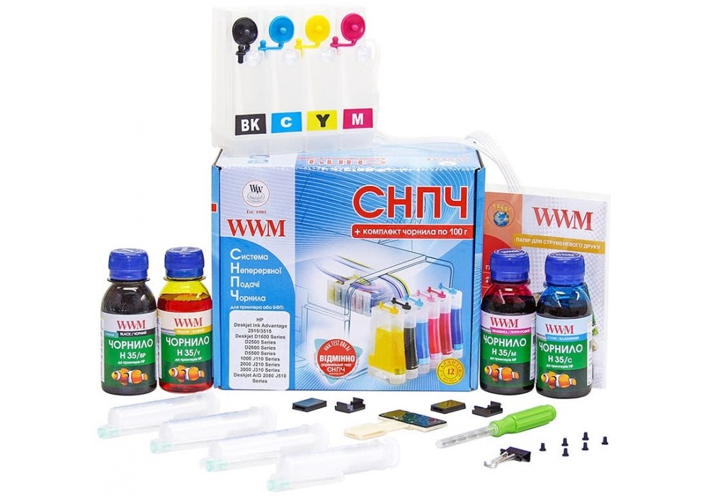 СБПЧ для HP DeskJet 2000 WWM  BP/C/M/Y 4х100г IS.0409