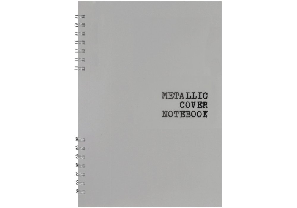 Блокнот А5, пласт. обкл., металік, бічна спіраль, 60 арк., клітинка, сріблястий