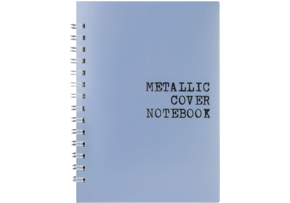 Блокнот А6, пласт. обкл., металік, бічна спіраль, 60 арк., клітинка, блакитний