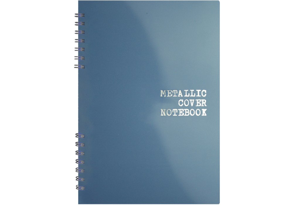 Блокнот А5, пласт. обкл., металік, бічна спіраль, 60 арк., клітинка, синій
