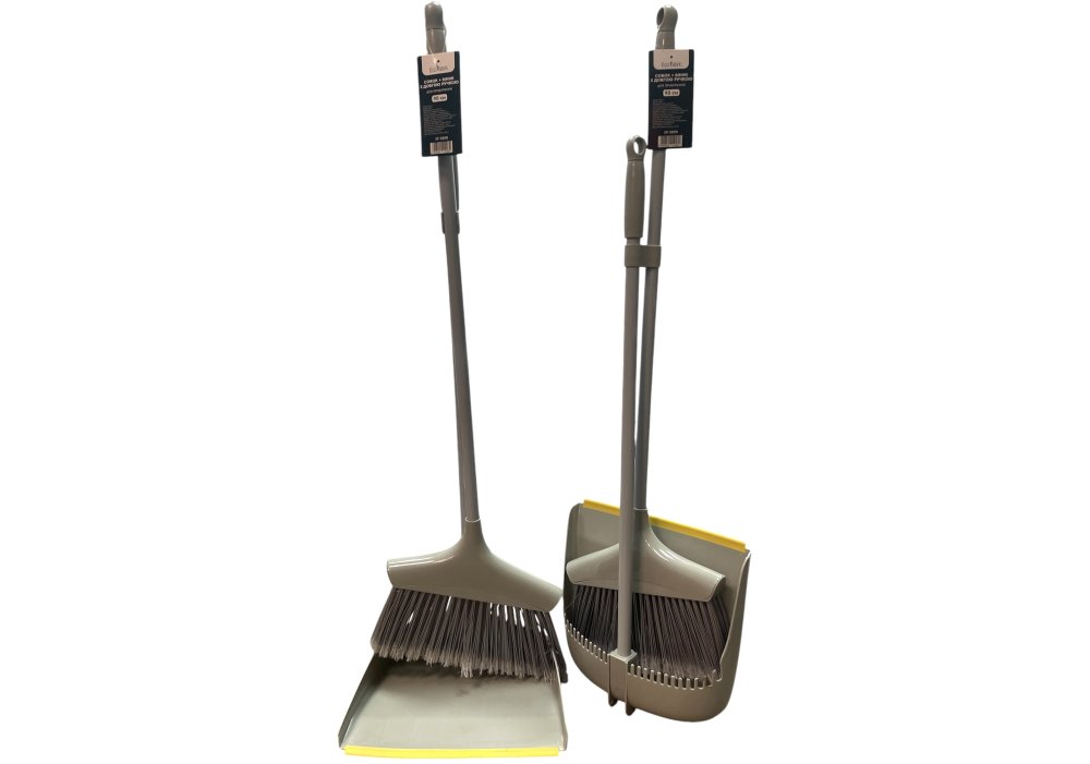 Набір совок + віник з довгою ручкою 90см, сірий