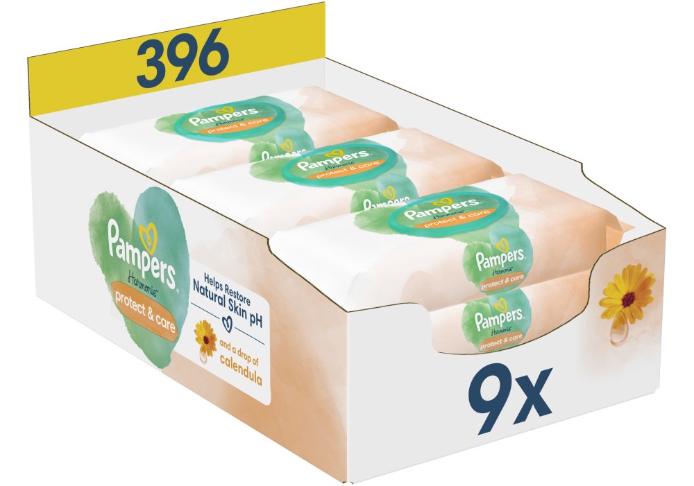 Детские влажные салфетки Pampers Harmonie Protect&Care с календулой, 396 шт