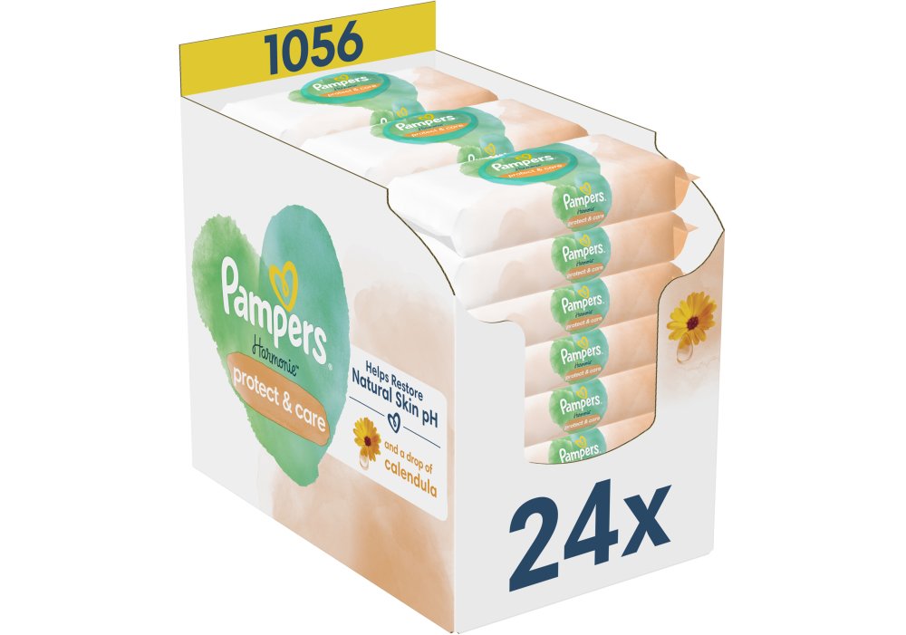 Дитячі вологі серветки Pampers Harmonie Protect&Care з календулою, 1056 шт