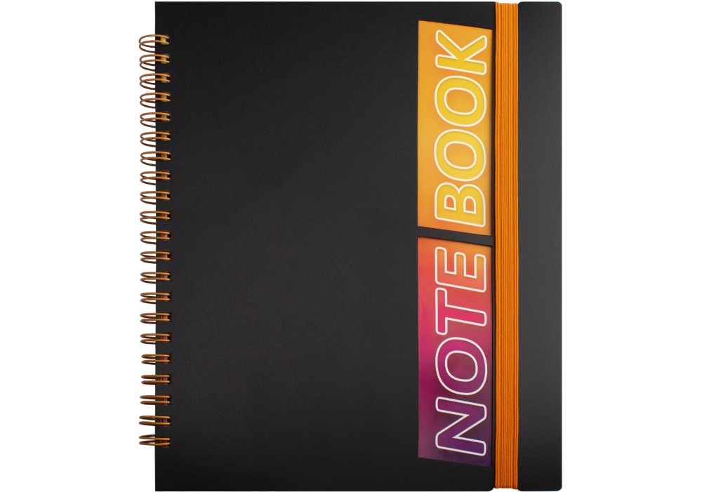 Блокнот B5, пластикова обкладинка з гумкою, бічна спіраль, 60 арк., клітинка