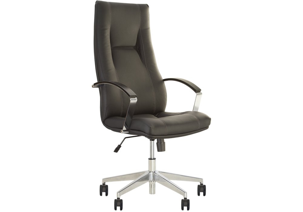 Кресло KING STEEL TILT AL70 LE-N/LE-N 1.031, резин.ролики,натур.кожа, серое