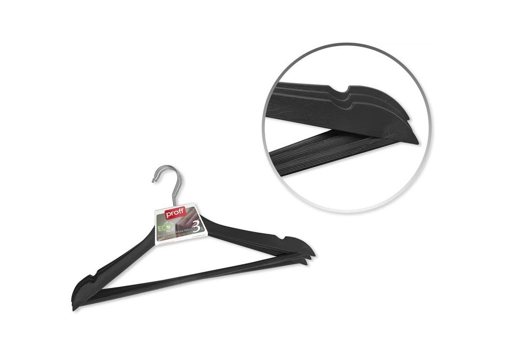 Набір 3-вішалки (чорні) "Wooden Design"