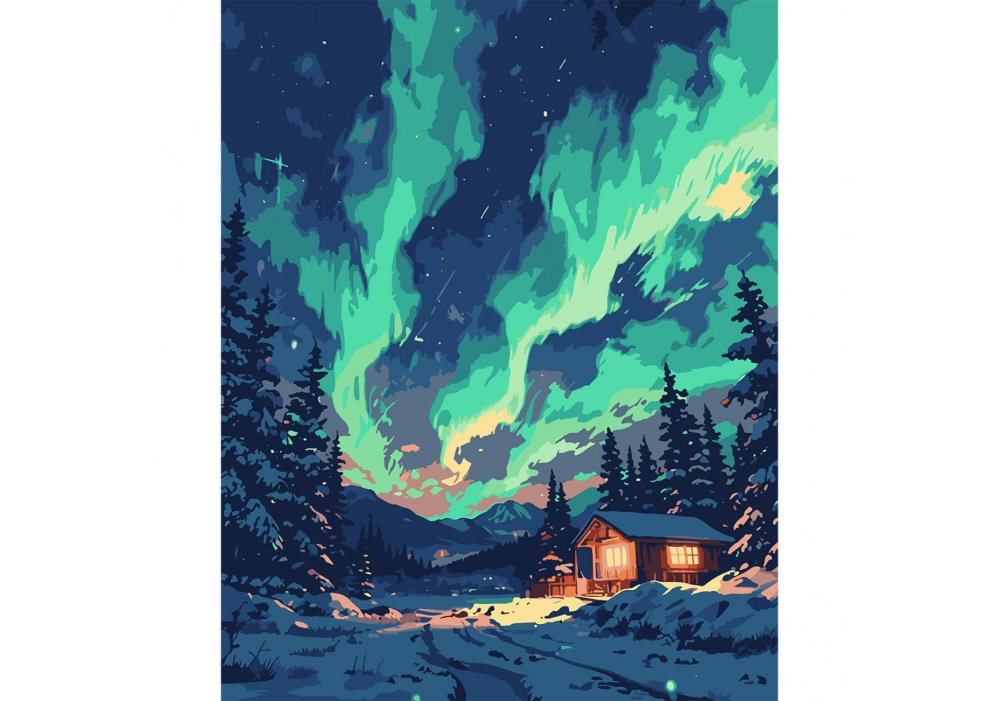 Картина за номерами SANTI "Північне сяйво", 40*50см, LED підсвітка