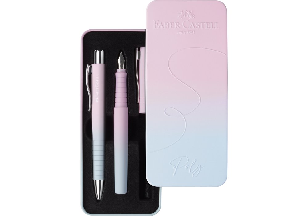 Набір ручка кулькова + ручка перо POLY BALL PEN FP В+BP BLUSHING SKY, синя