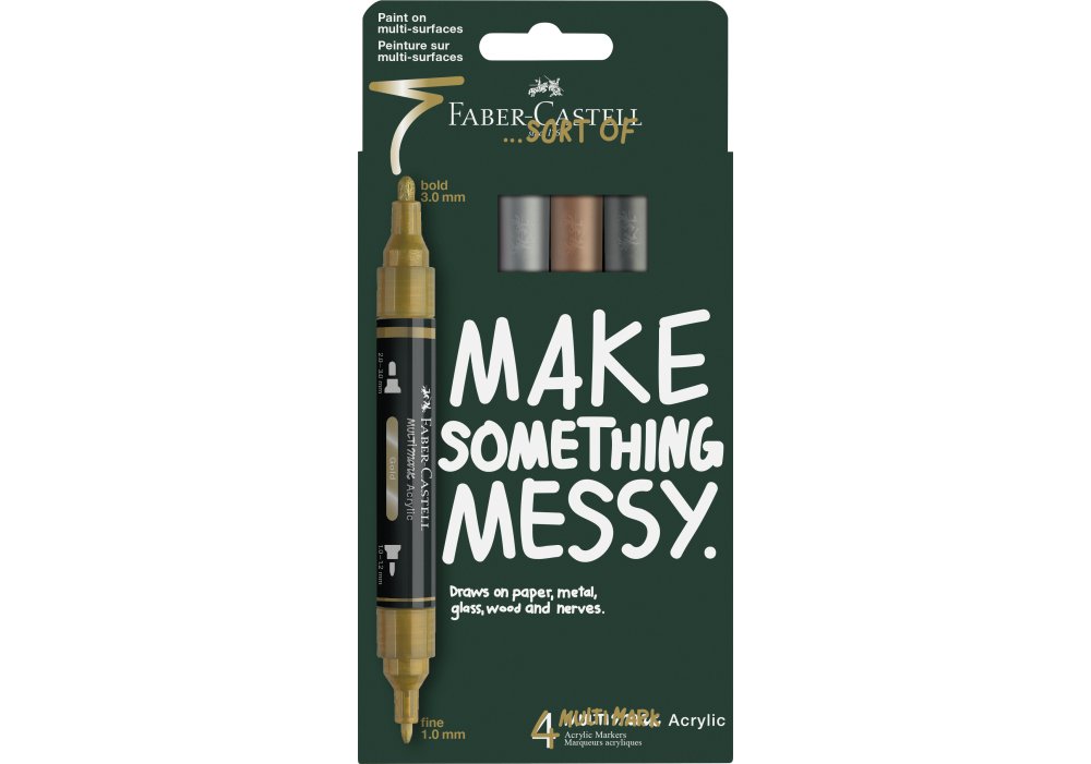 Набір акрилових двохсторонніх маркерів 4 кольори MULTIMARK METALLIC у блістері