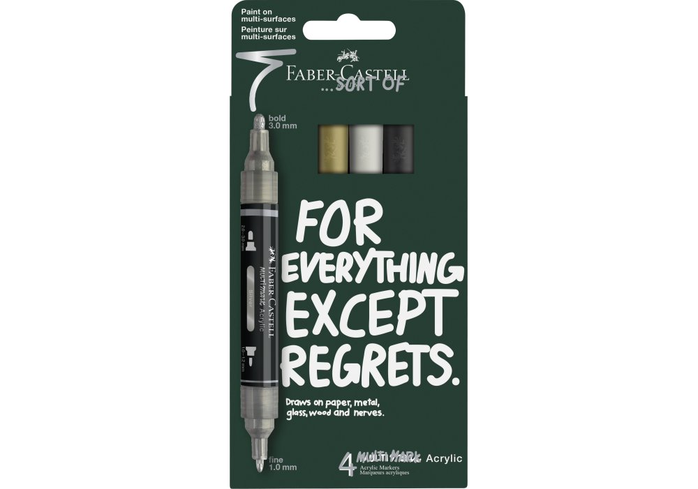 Набір акрилових двохсторонніх маркерів 4 кольори MULTIMARK METALLIC у блістері