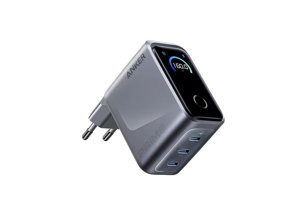 Мережевий зарядний пристрій Anker GaNPrime Charger 160W, 3xUSB-C PD3.1 w Display Silver