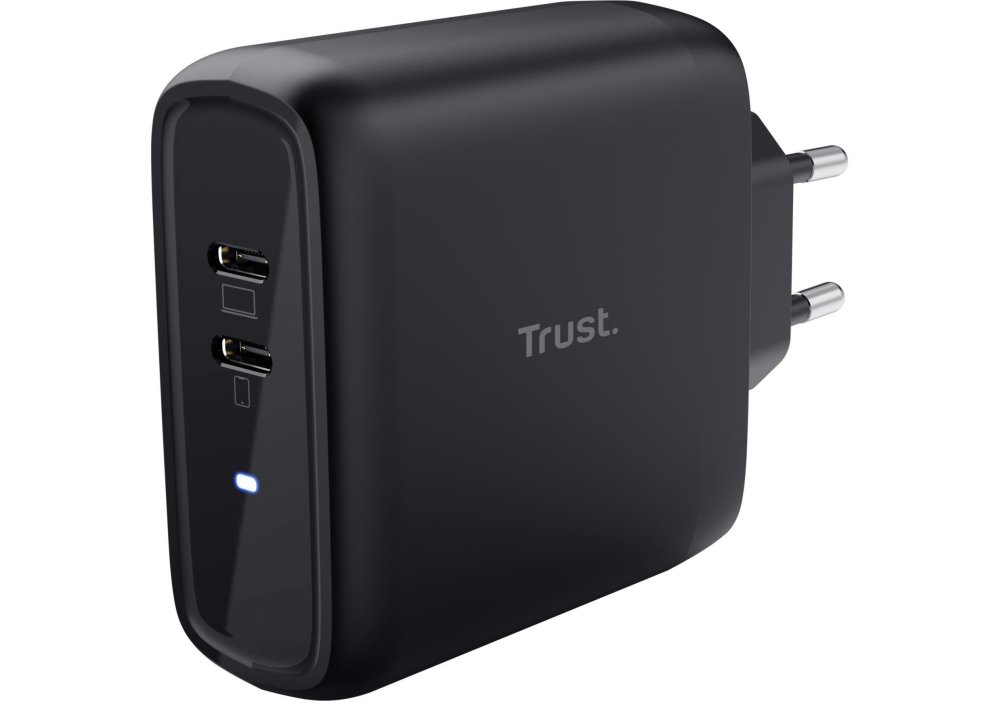 Зарядное устройство сетевое Trust Maxo 65Вт, 2xUSB-C PD, чорный