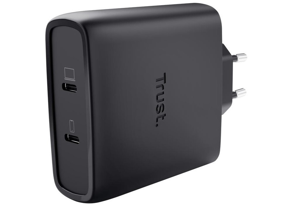 Зарядний пристрій мережевий Trust Maxo 100Вт, GaN, 2xUSB-C ,PD/PPS, чорний