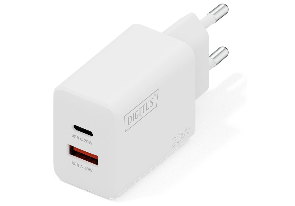 Зарядний пристрій DIGITUS 1хUSB-C, 1хUSB-A, 20W