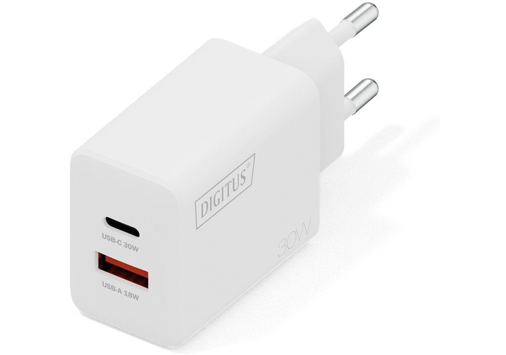 Зарядний пристрій DIGITUS GaN 1хUSB-C, 1хUSB-A, 30W