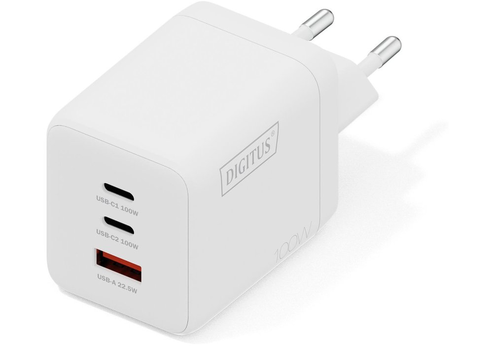 Зарядний пристрій DIGITUS GaN 2хUSB-C, 1хUSB-A, 100W