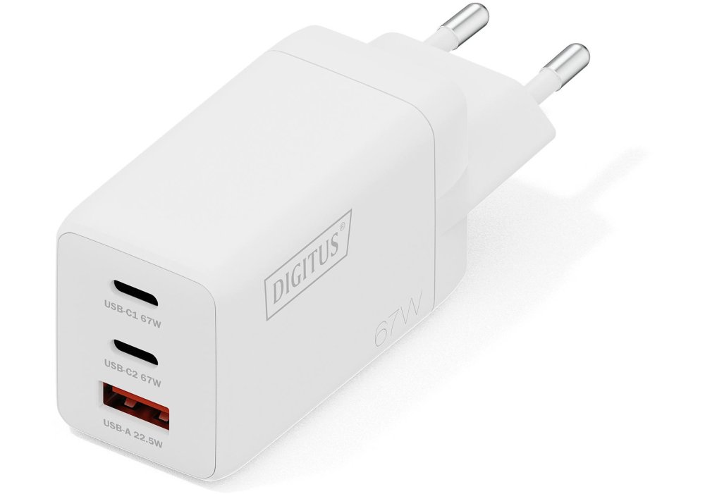 Зарядний пристрій DIGITUS GaN 2хUSB-C, 1хUSB-A, 67W