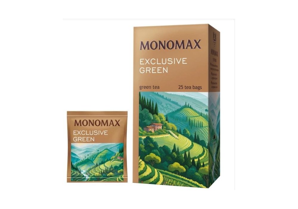 Чай зелений МОNОМАХ EXCLUSIVE GREEN TEA в індивідуальних конвертах  25шт х 1,5г