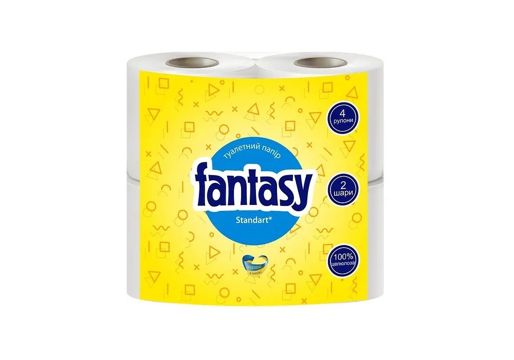 Туалетний папір білий 4 рулони в уп ТМ "Fantasy"