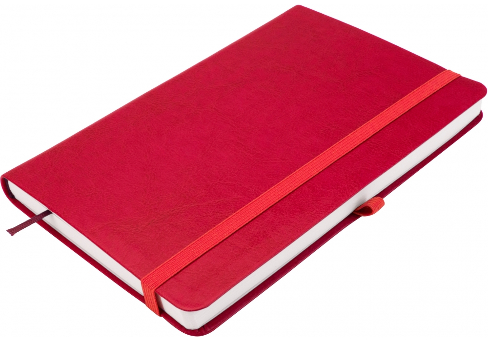 Діловий записник NEBRASKA, А5, м’яка обкладинка, гумка, білий блок лінія, червоний