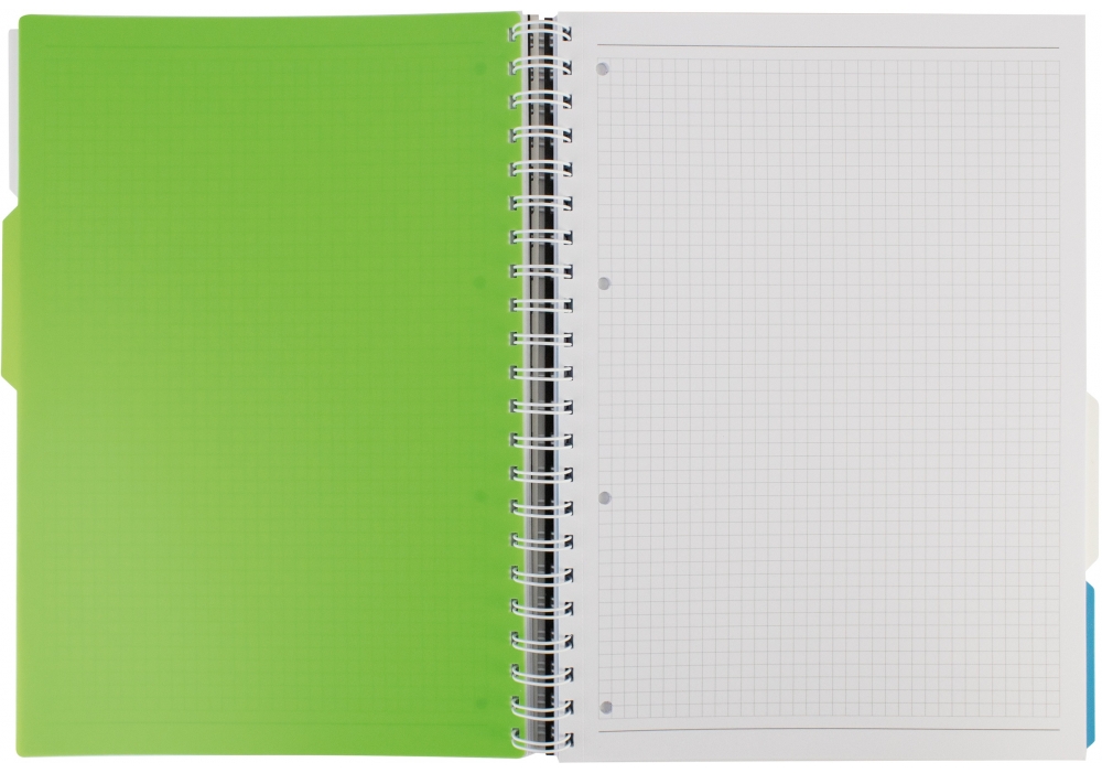 Блокнот Adamant: зелений, A4, пластикова обкладинка, з розділювачами та перфорацією, 120, клітинка