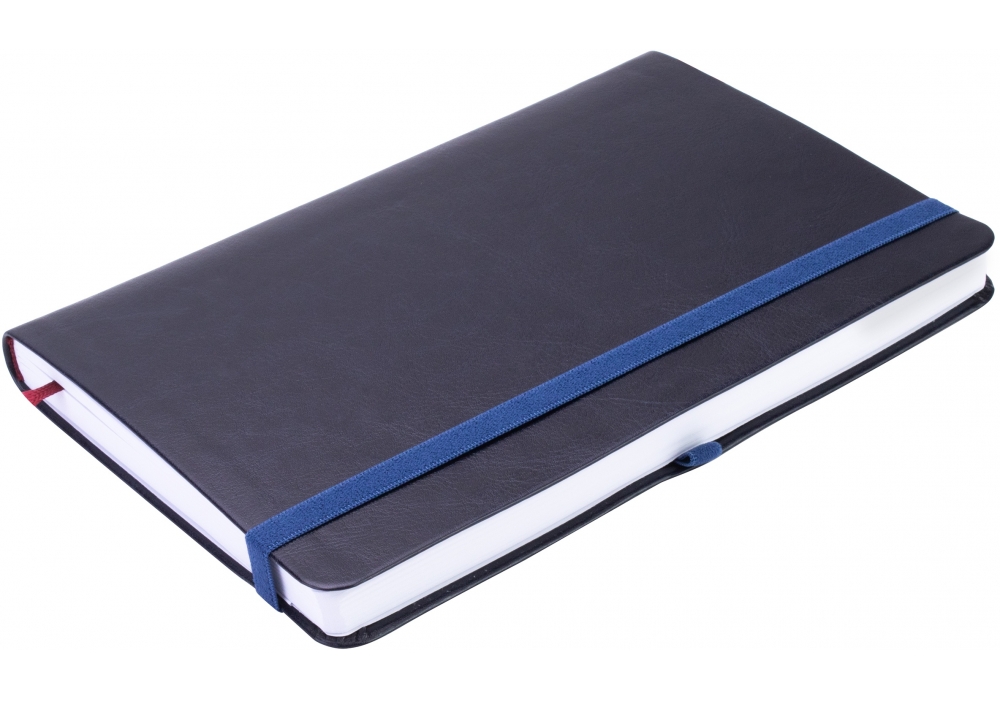 Деловая записная книжка NEBRASKA, А5, мягкая обложка, резинка, белый блок линия, темно-синий
