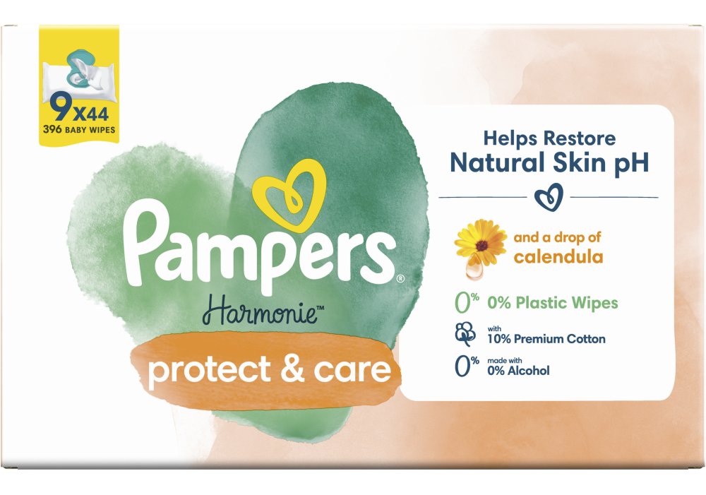 Детские влажные салфетки Pampers Harmonie Protect&Care с календулой, 396 шт