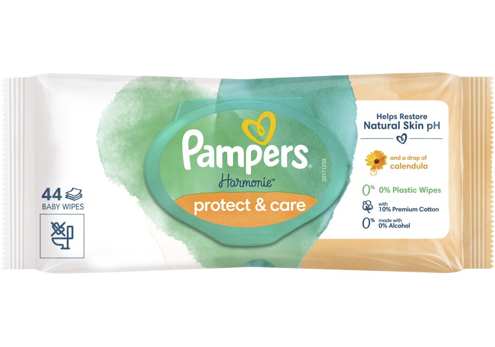 Дитячі вологі серветки Pampers Harmonie Protect&Care з календулою, 44 шт