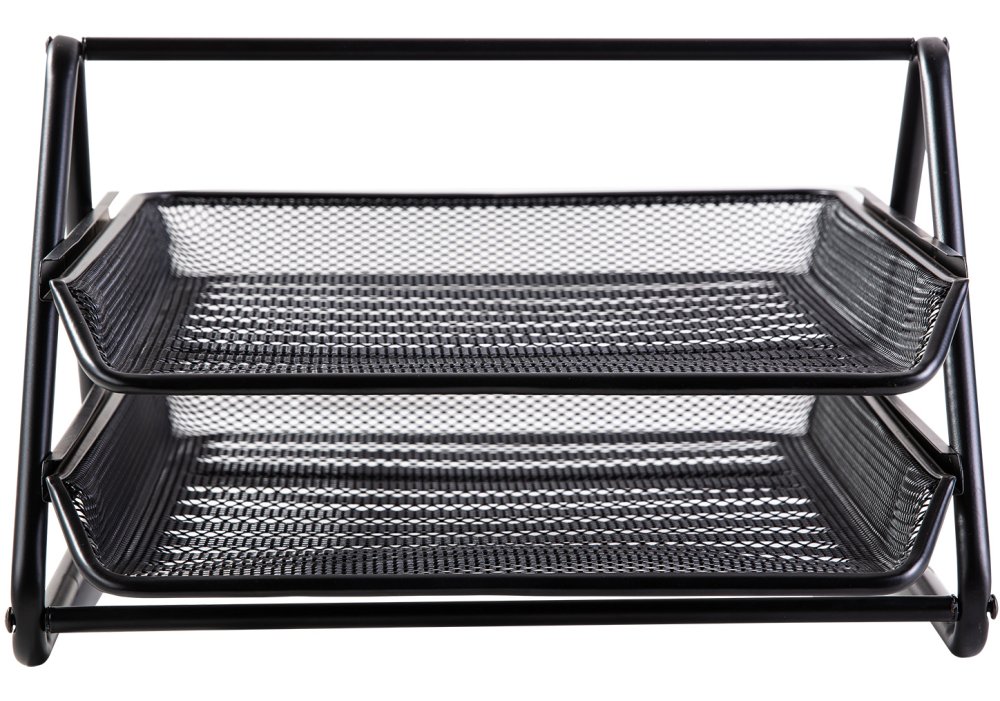 Лоток горизонтальный Deli 2-секционный чорный, метал