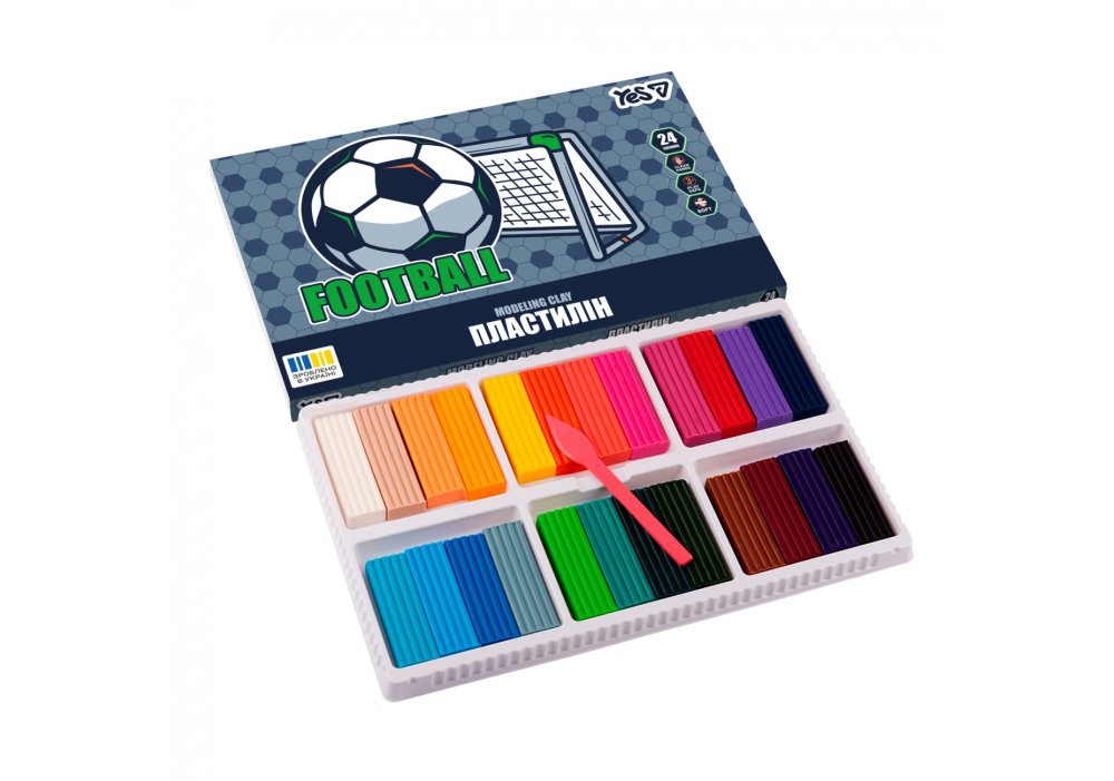 Пластилін Yes, 24  кольори, 480г "Football"