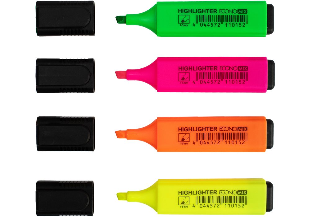 Набор 4 тестовые маркера ECONOMIX в блистере, неоновые цвета