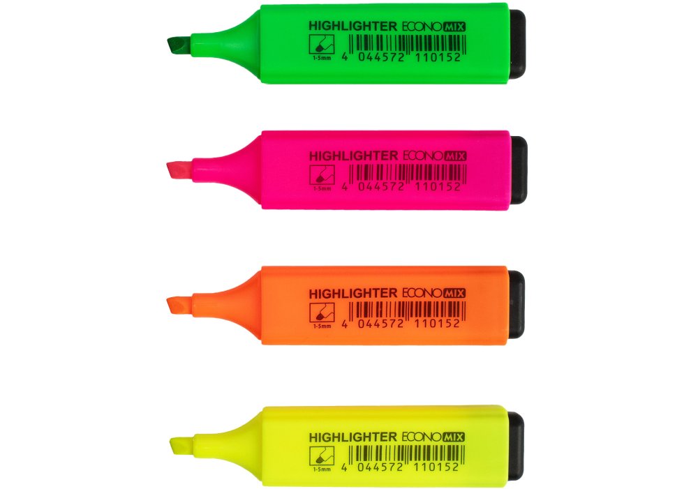 Набор 4 тестовые маркера ECONOMIX в блистере, неоновые цвета