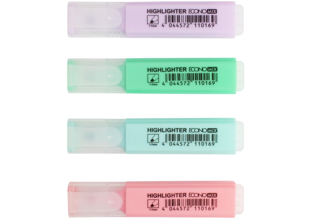 Набір 4 текстові маркера ECONOMIX в блістері, пастельні кольори