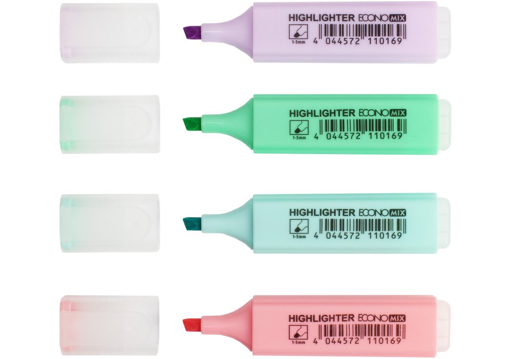 Набір 4 текстові маркера ECONOMIX в блістері, пастельні кольори