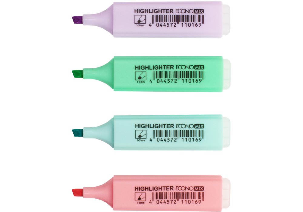 Набір 4 текстові маркера ECONOMIX в блістері, пастельні кольори
