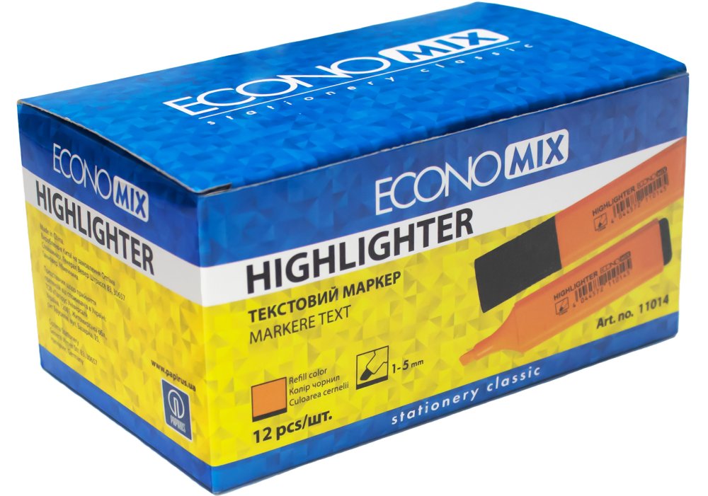 Маркер текстовий ECONOMIX 1-5 мм, колір помаранчевий